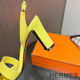 Hermes Eternite 95 Slingback Sandals Women Grained Calfskin Lemon