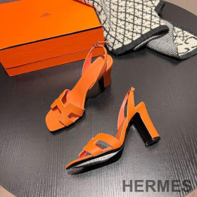 Hermes Eternite 95 Slingback Sandals Women Grained Calfskin Orange