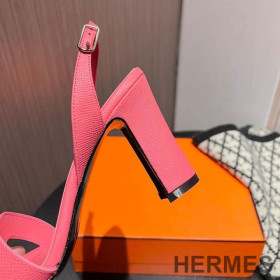 Hermes Eternite 95 Slingback Sandals Women Grained Calfskin Pink