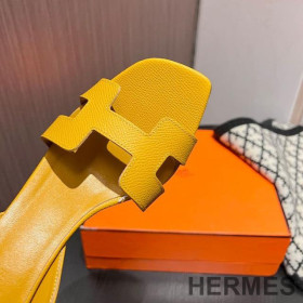 Hermes Eternite 95 Slingback Sandals Women Grained Calfskin Yellow