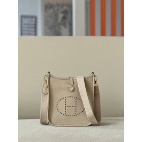 Hermes Evelyne TPM Clemence etain 8F Gold Hardware Dark Beige