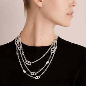 Hermes Farandole Long Necklace Silver