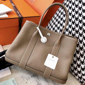 Hermes Negonda Garden Party 30 TPM Gold Hardware Dark Beige