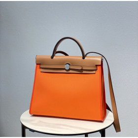 Hermes 24/24 Mini 21 Evercolor And Swift Gris Perle (80) Palladium Hardware Orange