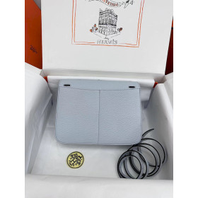 Hermes 24/24 Mini 21 Evercolor And Swift Rouge Piment (5X) Gold Hardware Light Blue