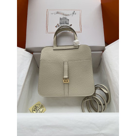 Hermes 24/24 Mini 21 Evercolor And Swift Sesame (2S) And Feu(9J)Gold Hardware White