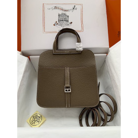Hermes 24/24 Mini 21 Evercolor And Swift Vert Comics (0Z) And Vert Fizz(0S)Palladium Hardware Dark Brown