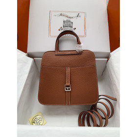Hermes Birkin Hac a Dos PM Backpack Faubourg Gold (37) Palladium Hardware Brown