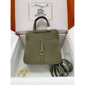 Hermes Herbag Zip 31 Margue (9Z) Palladium Hardware Olive Green