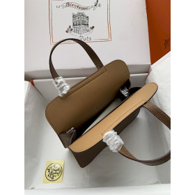 Hermes Herbag Zip 31 Rouge Casaque (Q5) Palladium Hardware Brown