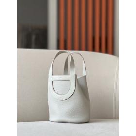 Hermes Hermes Halzan 25 Clemence Craie (10) Palladium Hardware White