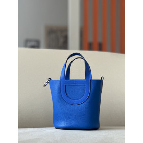 Hermes 24/24 Mini 21 Evercolor And Swift Gris Meyer (0L) And Nior(89)Palladium Hardware Dark Blue