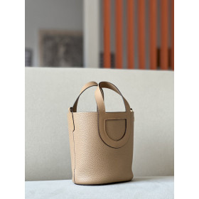 Hermes 24/24 Mini 21 Evercolor And Swift Gris Perle (80) Gold Hardware Dark Beige