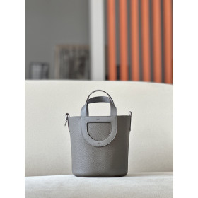 Hermes 24/24 Mini 21 Evercolor And Swift New Bleu Jean (D2) Gold Hardware Grey
