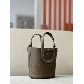 Hermes 24/24 Mini 21 Evercolor And Swift Nior (89) Palladium Hardware Dark Brown