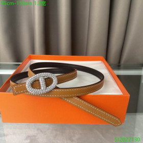 Hermes Belt Buckle & Reversible Leather Strap 13 mm With Silver Rhinestone Buckle in Brown/Black