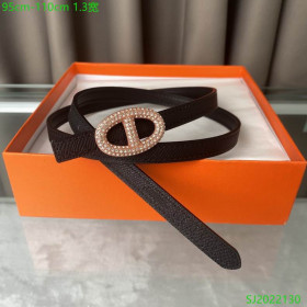 Hermes Belt Buckle & Reversible Leather Strap 13 mm With Pink Rhinestone Buckle in Black