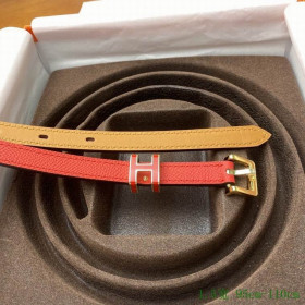 Hermes Pop H 15 Belt Leather Strap 15 mm With Gold Buckle in Red/Brown