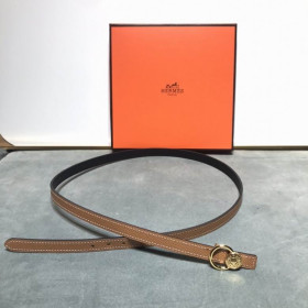 Hermes Belt Buckle & Reversible Leather Strap 15 mm With Gold Buckle in Brown/Black
