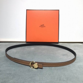 Hermes Belt Buckle & Reversible Leather Strap 15 mm With Gold Buckle in Brown/Black