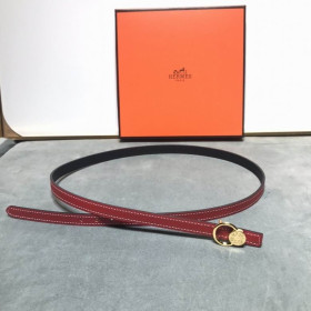 Hermes Belt Buckle & Reversible Leather Strap 15 mm With Gold Buckle in Red/Black