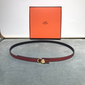 Hermes Belt Buckle & Reversible Leather Strap 15 mm With Gold Buckle in Red/Black