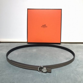 Hermes Belt Buckle & Reversible Leather Strap 15 mm With Silver Buckle in Greige/Black