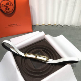 Hermes Roulis Belt Buckle & Reversible Leather Strap 15 mm With Gold Buckle in White/Black