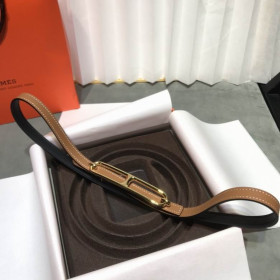 Hermes Roulis Belt Buckle & Reversible Leather Strap 15 mm With Gold Buckle in Brown/Black