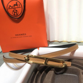 Hermes Roulis Belt Buckle & Reversible Leather Strap 15 mm With Gold Buckle in Brown/Black