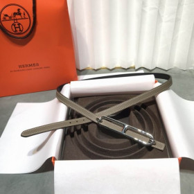 Hermes Roulis Belt Buckle & Reversible Leather Strap 15 mm With Silver Buckle in Greige/Black