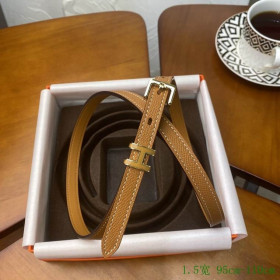 Hermes Pop H 15 Belt Leather Strap 15 mm With Gold Buckle in Brown