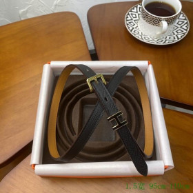 Hermes Pop H 15 Belt Leather Strap 15 mm With Gold Buckle in Black/Brown