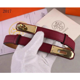 Hermes Kelly Full Grain Leather Belt Leather Strap 20 mm With Gold Buckle in Burgundy/Brown