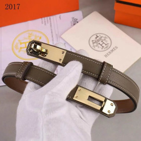 Hermes Kelly Full Grain Leather Belt Leather Strap 20 mm With Gold Buckle in Grey/Brown