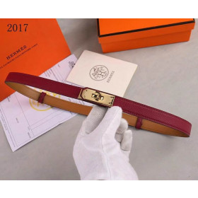 Hermes Kelly Full Grain Leather Belt Leather Strap 20 mm With Gold Buckle in Burgundy/Brown