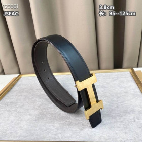 Hermes Constance belt gold buckle & Reversible leather strap 38 mm in black and coffee brown
