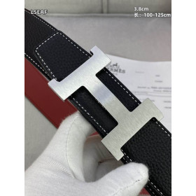Hermes Constance belt silver buckle & Reversible leather strap 38 mm in black and burgundy
