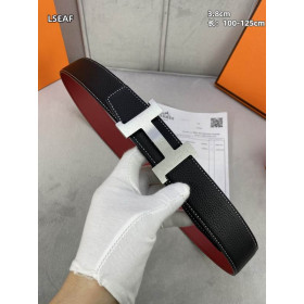 Hermes Constance belt silver buckle & Reversible leather strap 38 mm in black and burgundy