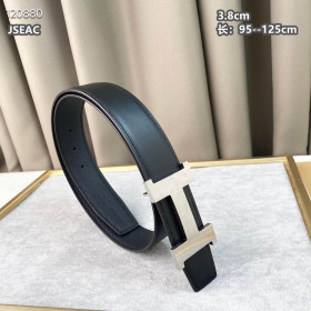 Hermes Constance belt silver buckle & Reversible leather strap 38 mm in black color