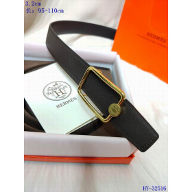 Hermes Full Grain Leather belt gold square buckle & Reversible leather strap 32 mm in black and coffee brown