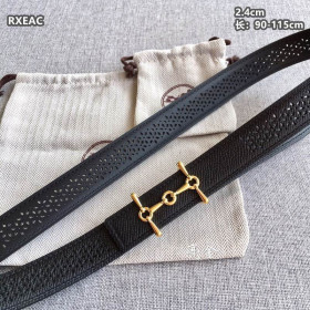 Hermes H Equestre belt gold openwork buckle & Reversible leather strap 24 mm in black