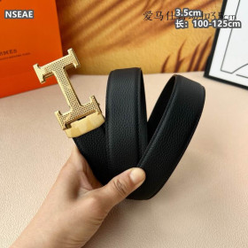Hermes H full grain cow leather belt leather strap 35 mm with gold automatic buckle in black for shop