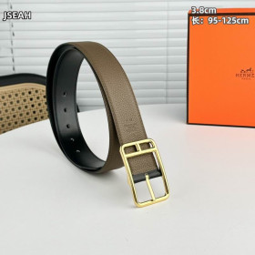 Hermes Half Cod 38 reversible leather belt leather strap 38 mm with gold buckle in dark grey and black