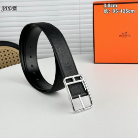 Hermes Half Cod 38 reversible leather belt leather strap 38 mm with silver buckle in black