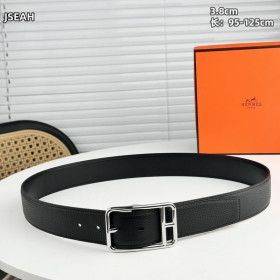 Hermes Half Cod 38 reversible leather belt leather strap 38 mm with silver buckle in black