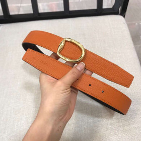 Hermes Mors belt gold oval buckle & Reversible leather strap 32 mm in orange and black