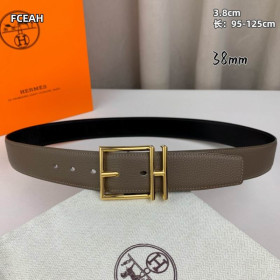 Hermes Nathan 38 belt leather strap 38 mm with gold buckle in dark brown