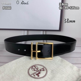 Hermes Nathan 38 reversible belt leather strap 38 mm with gold buckle in black