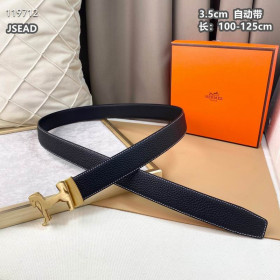 Hermes Panache belt leather strap 35 mm with gold automatic buckle in black